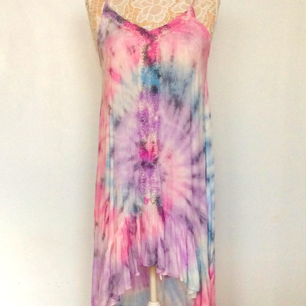 Beach cover up tie-dyed dress